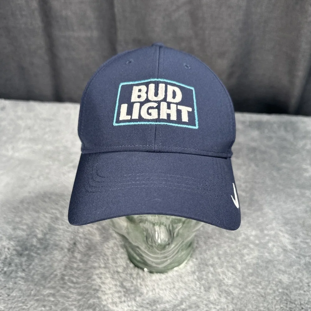 NWOT Mens Nike Legacy 91 Bud Light Golf Hat Navy Blue Adjustable Lightweight